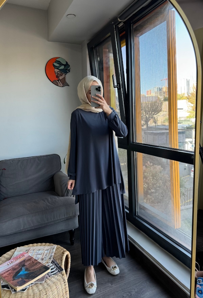 Pleated Sandy Takım - Antrasit