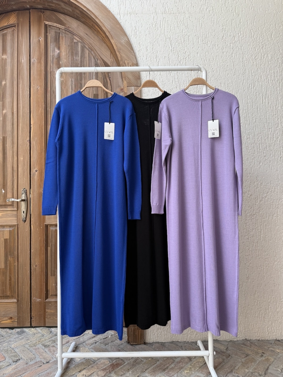 Carla Triko Tesettür Elbise - Saks