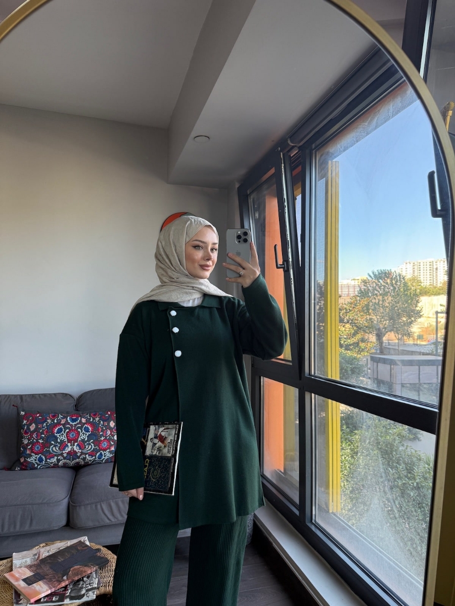 Massimo Triko Tesettür İkili Takım - Zümrüt