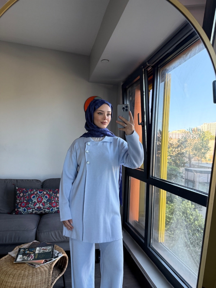 Massimo Triko Tesettür İkili Takım - Bebe Mavi