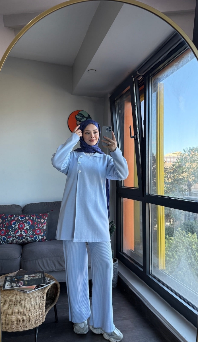 Massimo Triko Tesettür İkili Takım - Bebe Mavi