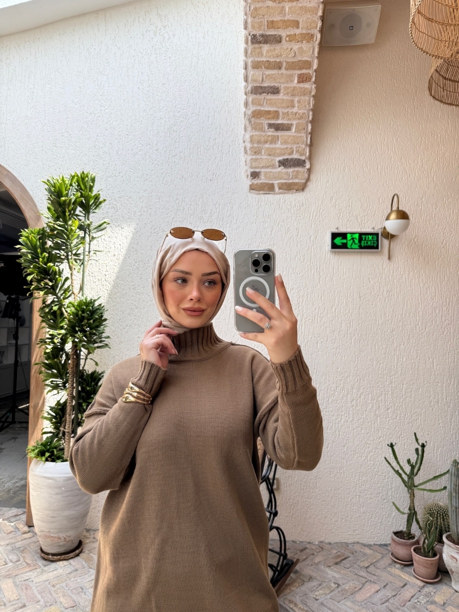 Boaz Triko Tesettür İkili Takım - Kahve