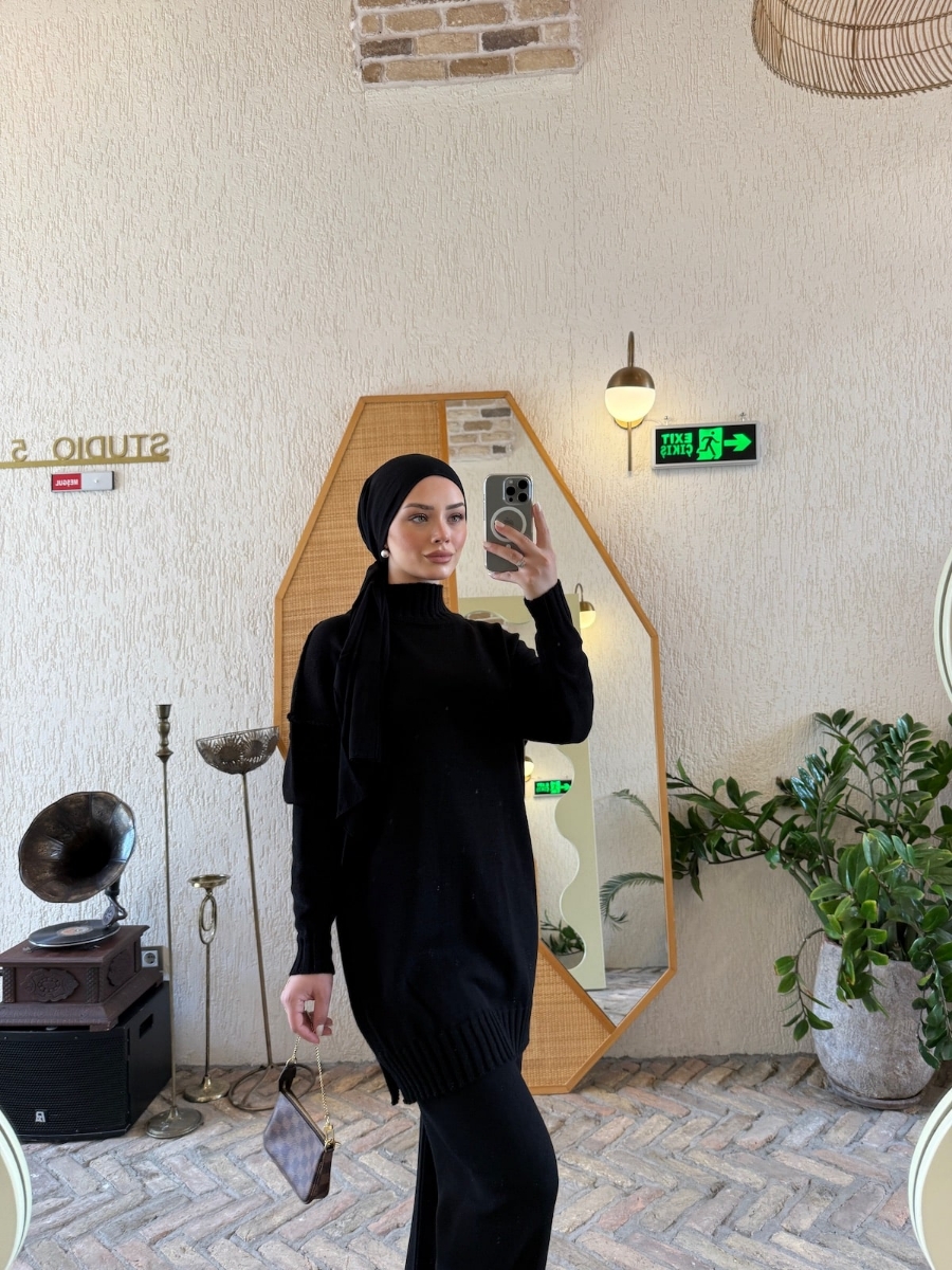 Boaz Triko Tesettür İkili Takım - Siyah