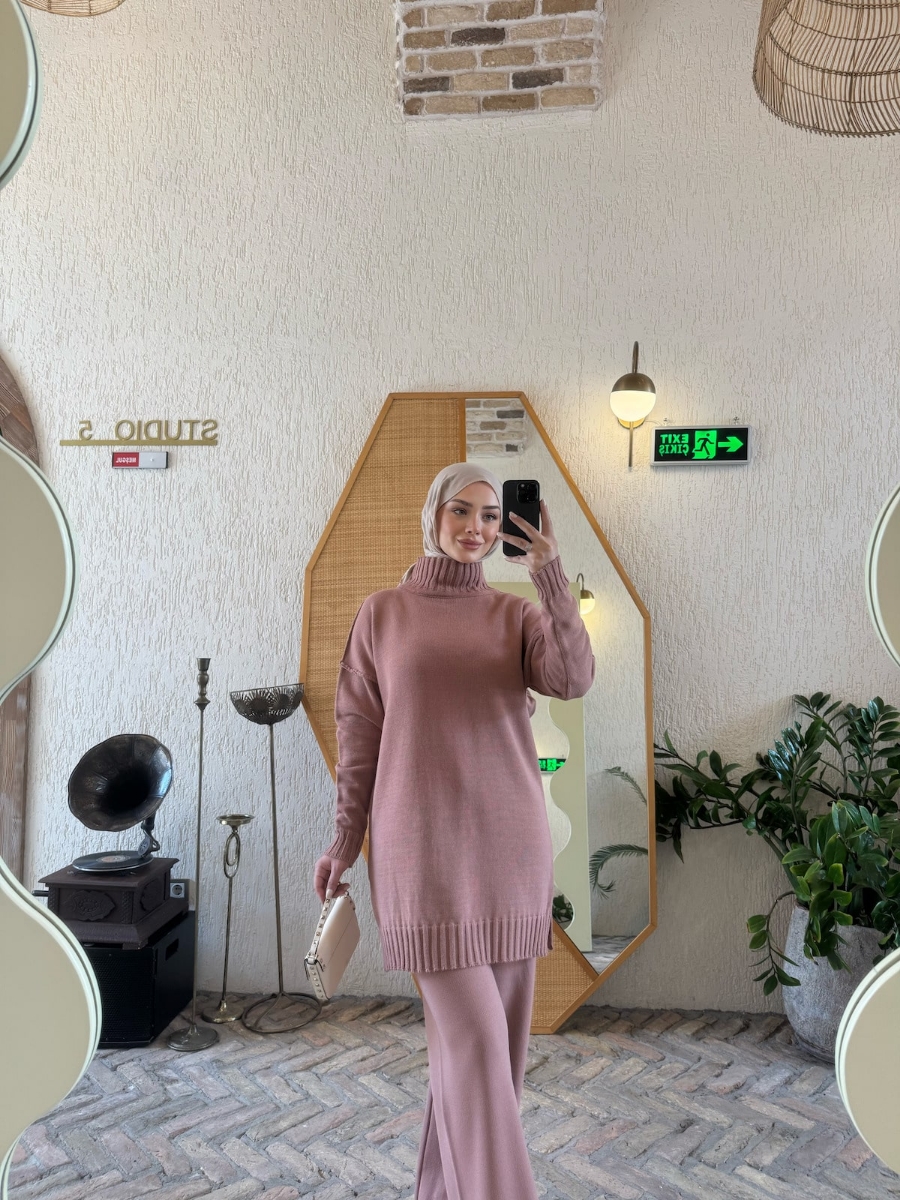 Boaz Triko Tesettür İkili Takım - Gül